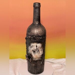Decorative Textured Gothic Black and Rose Gold Bottle Handcrafted